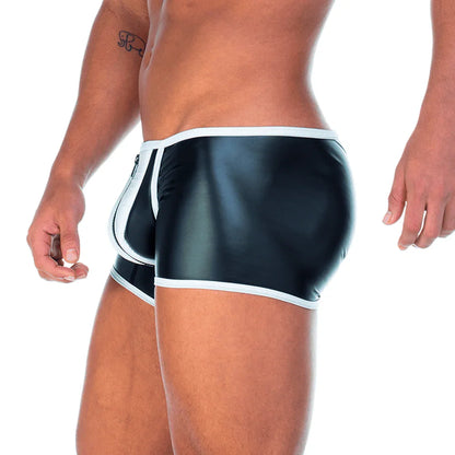 2 Fetiche White Zipper Trunk back view by Gigo Underwear