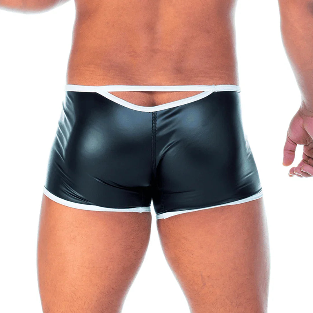 2 Fetiche White Zipper Trunk on model by Gigo Underwear