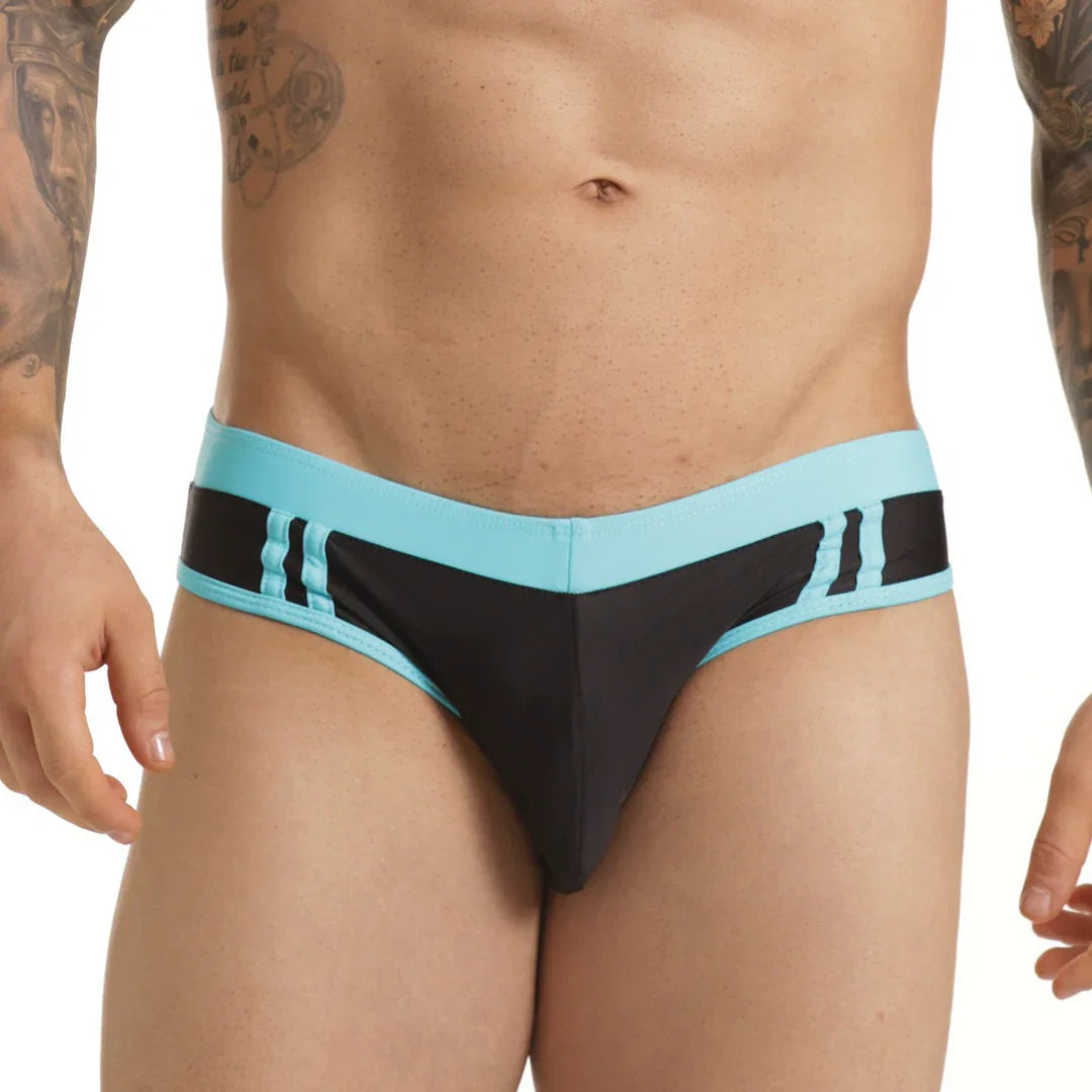 Active Black Blue Swim Brief back view by Gigo Underwear