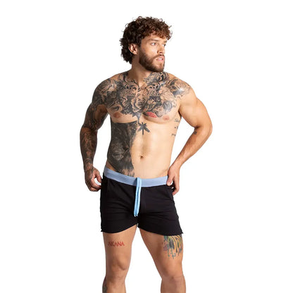 Alfa Black Blue Short on model by Gigo Underwear