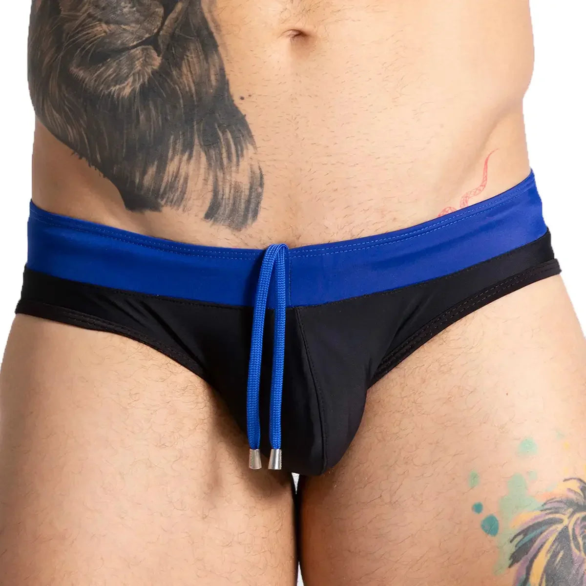 Alfa Black Blue Swim Brief front view by Gigo Underwear