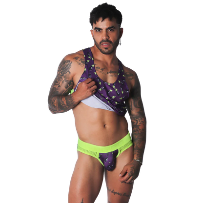 Aubergine Tank on model by Gigo Underwear