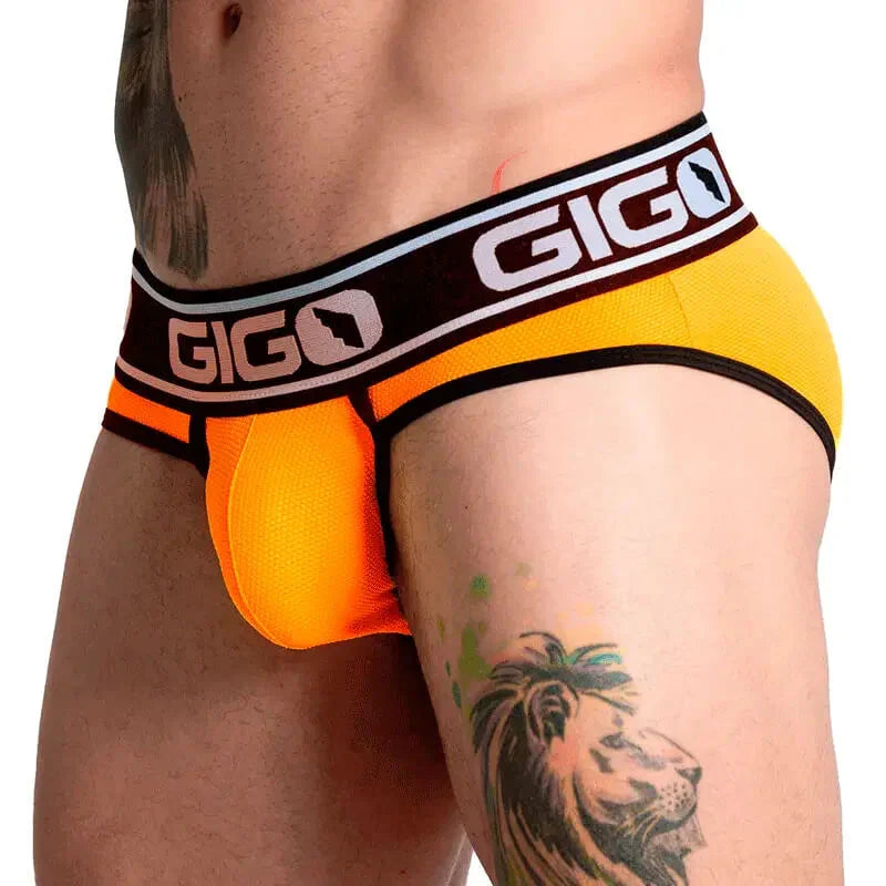 Audacy Orange Brief front view by Gigo Underwear