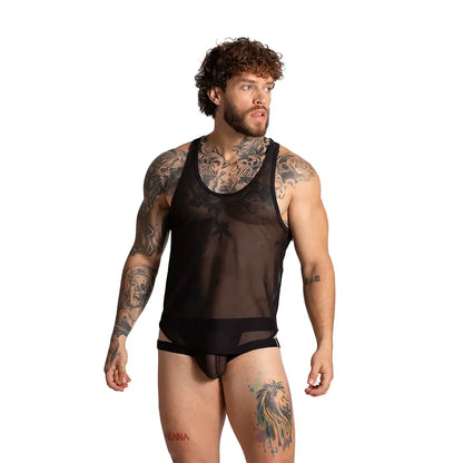 Bahia Black Tank back view by Gigo Underwear