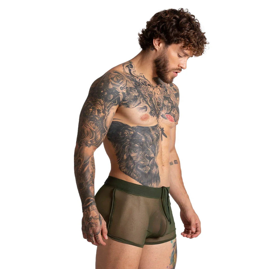 Bahia Green Hotshort back view by Gigo Underwear