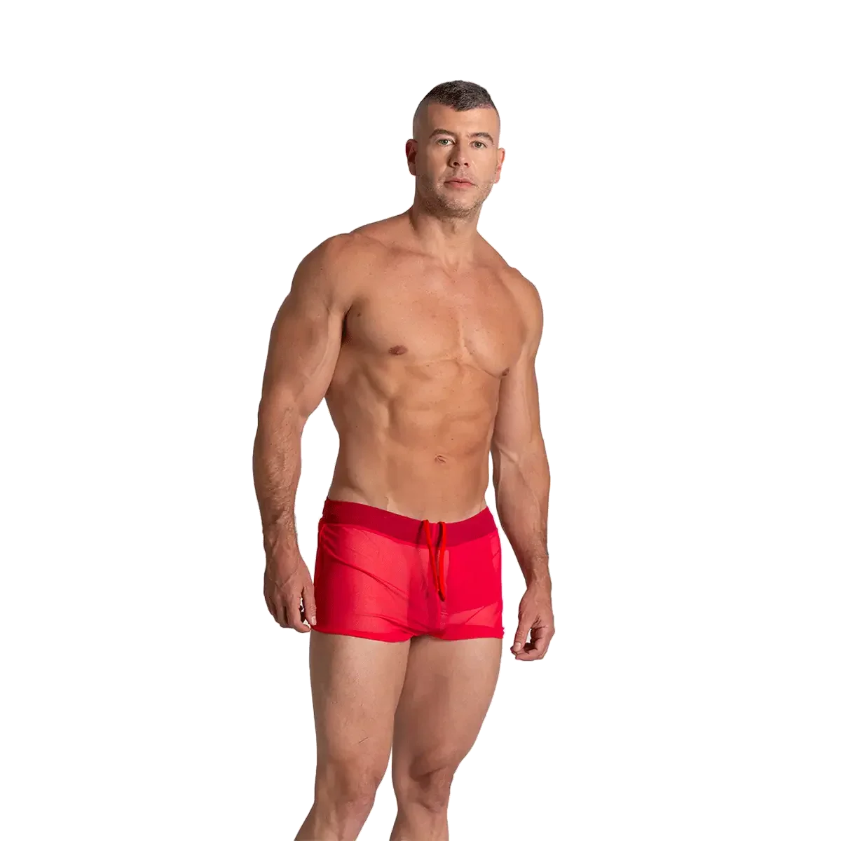 Bahia Red Hotshort on model by Gigo Underwear