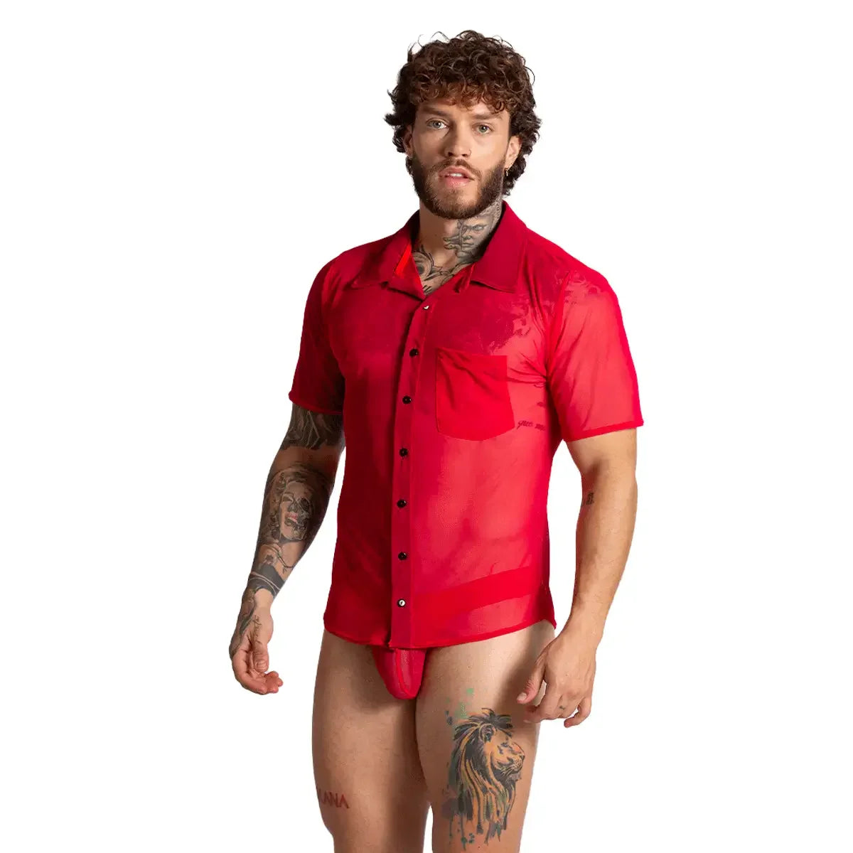 Bahia Red Shirt on model by Gigo Underwear
