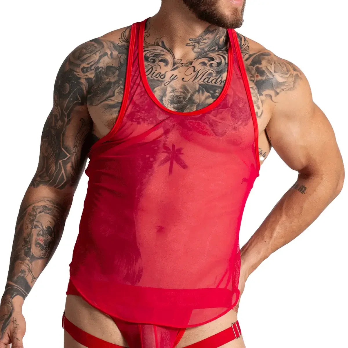 Bahia Red Tank front view by Gigo Underwear