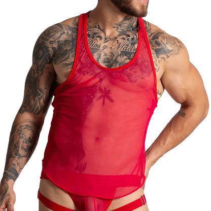 Bahia Red Tank front view by Gigo Underwear