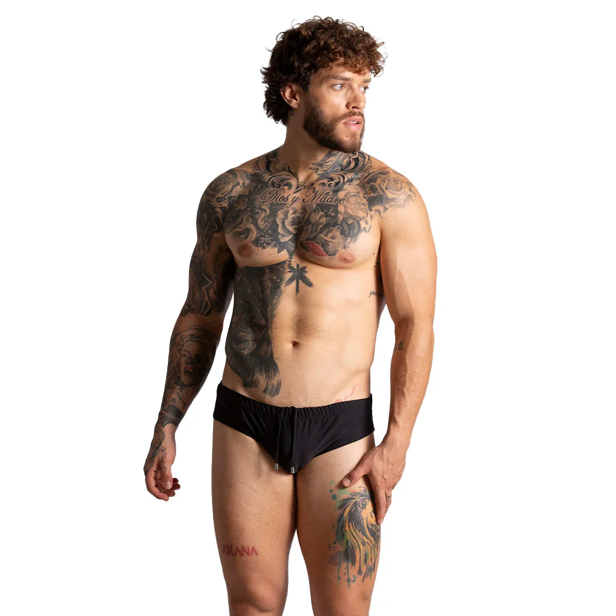 Brazilian Black Swim Brief on model by Gigo Underwear