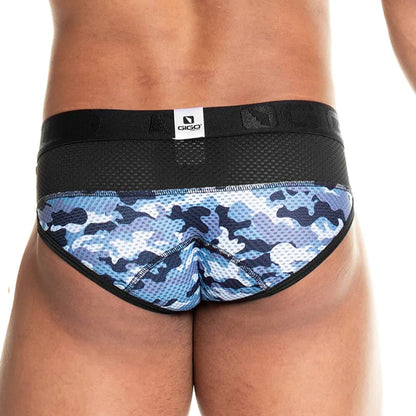 Camo Black Brief back view by Gigo Underwear