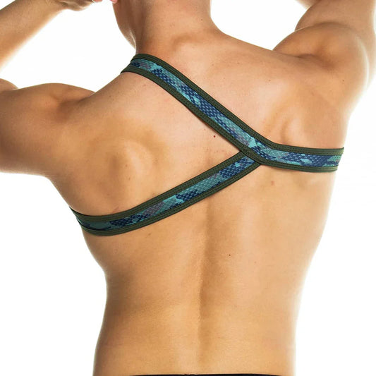 Camo Green Harness front view by Gigo Underwear