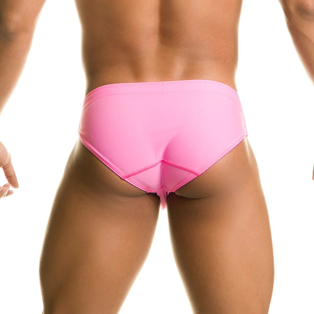 Classic Pink Swim Brief front view by Gigo Underwear