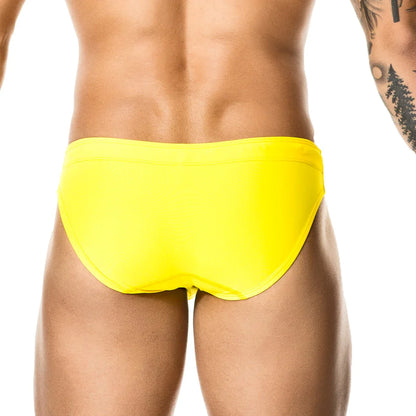 Classic Yellow Swim Brief front view by Gigo Underwear