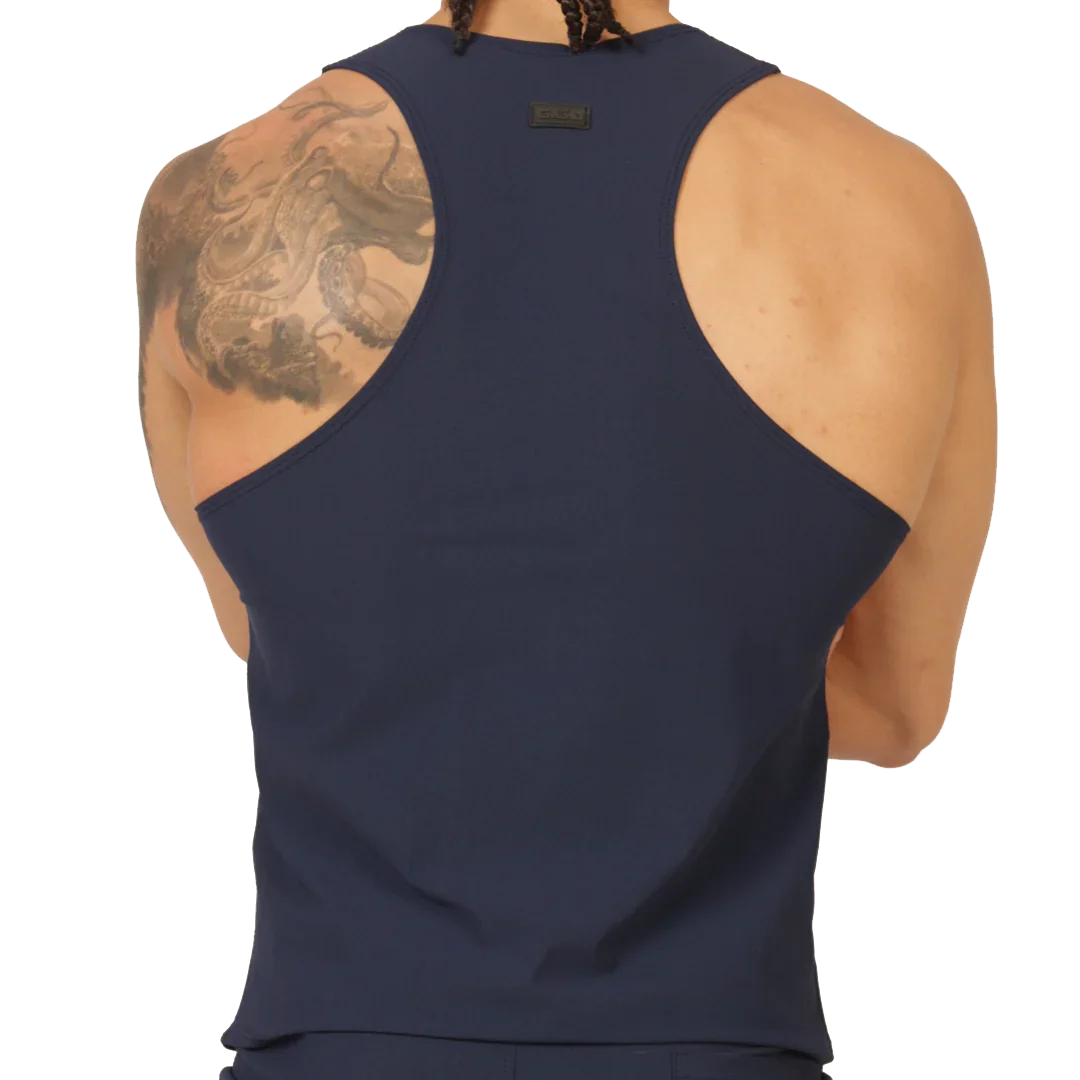 Club Blue Tank back view by Gigo Underwear