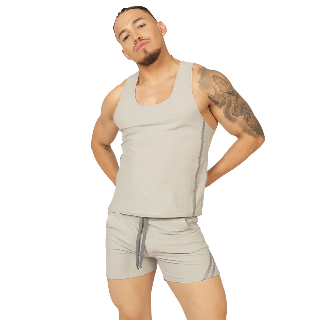 Club Gray Tank back view by Gigo Underwear