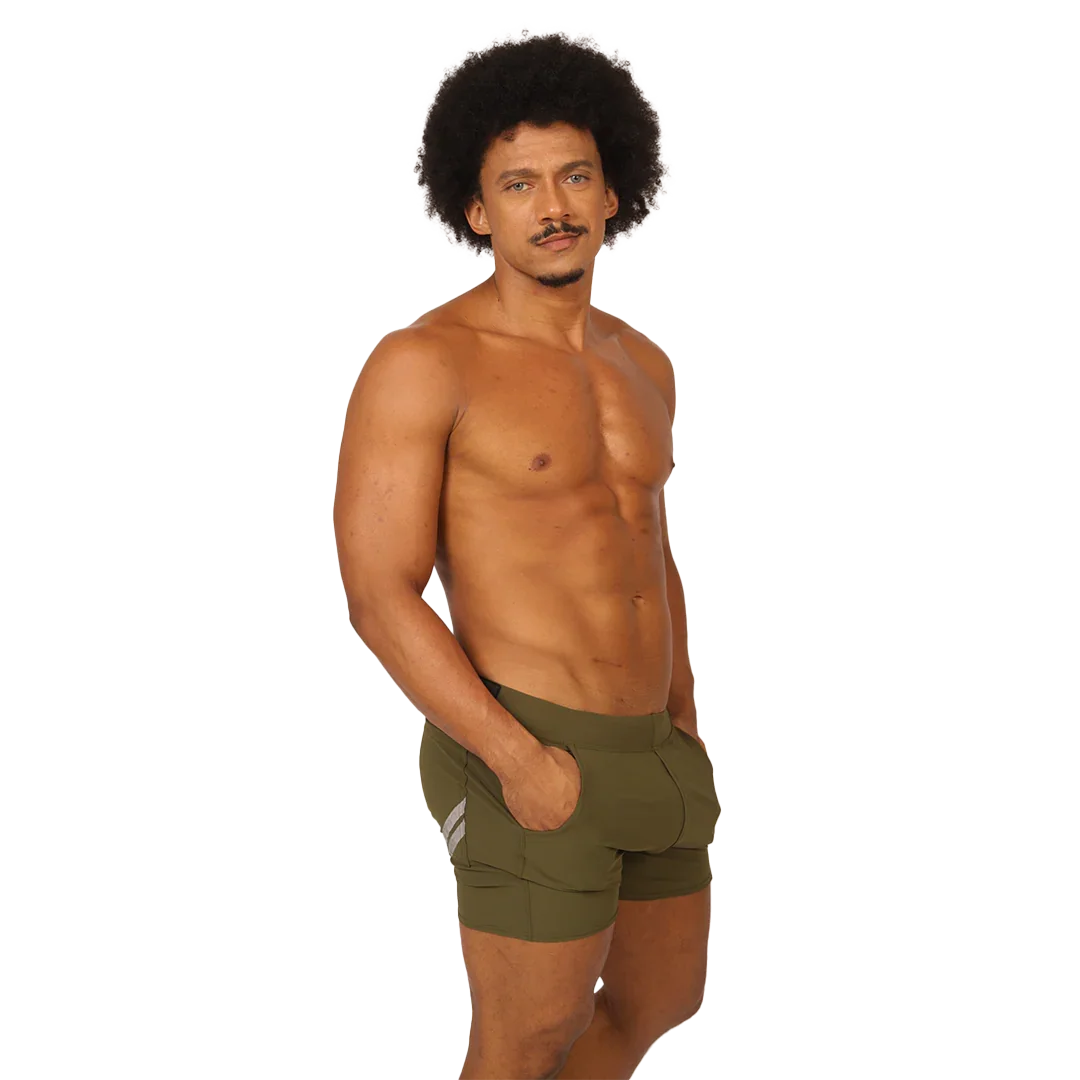 Club Green Short on model by Gigo Underwear