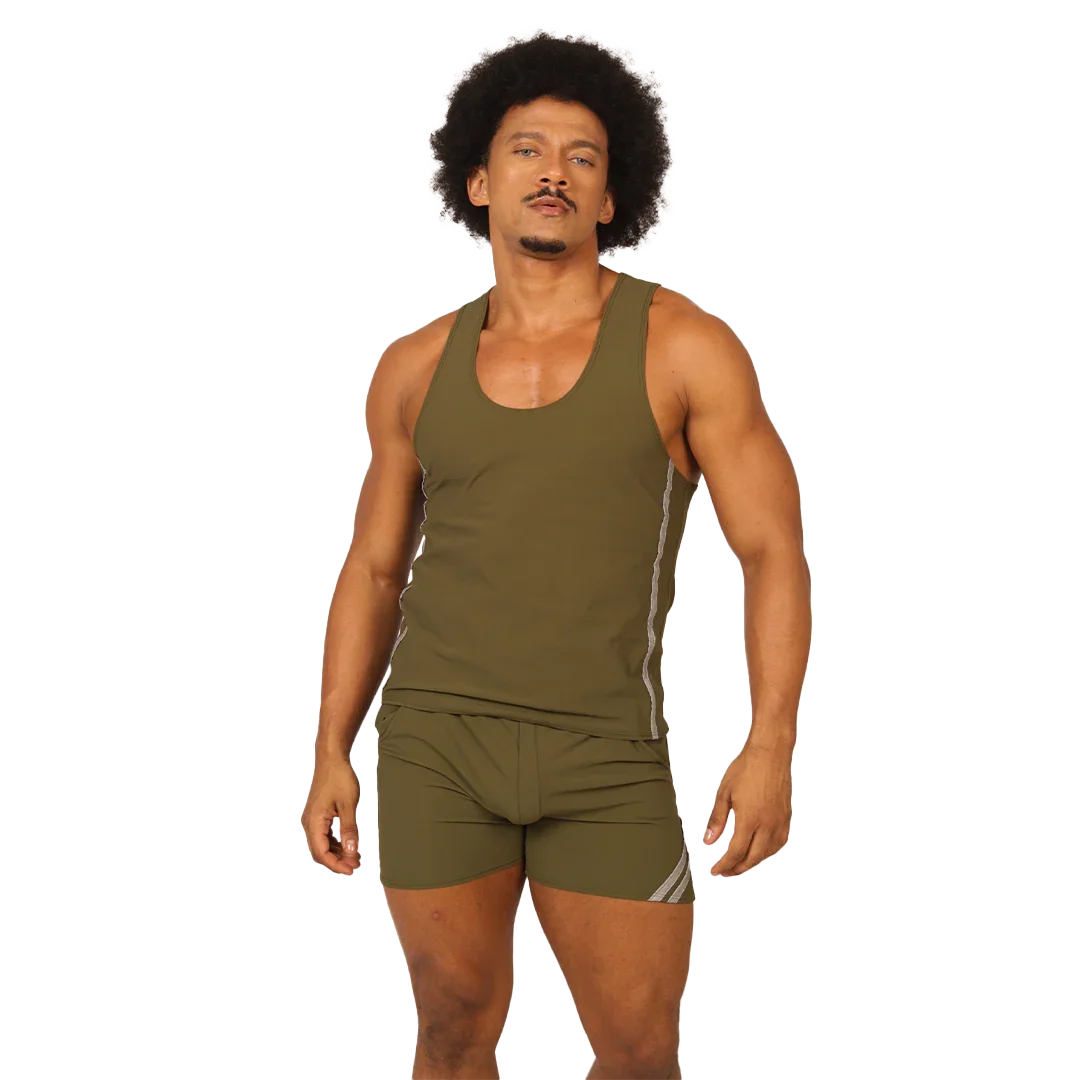 Club Green Tank on model by Gigo Underwear