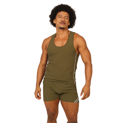 Club Green Tank on model by Gigo Underwear