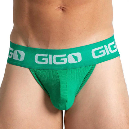 COLORS GREEN JOCK - Men's green underwear, sexy men's jockstrap with cup for enhancement