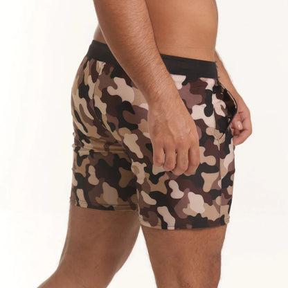 Combat Brown Beachwear front view by Gigo Underwear