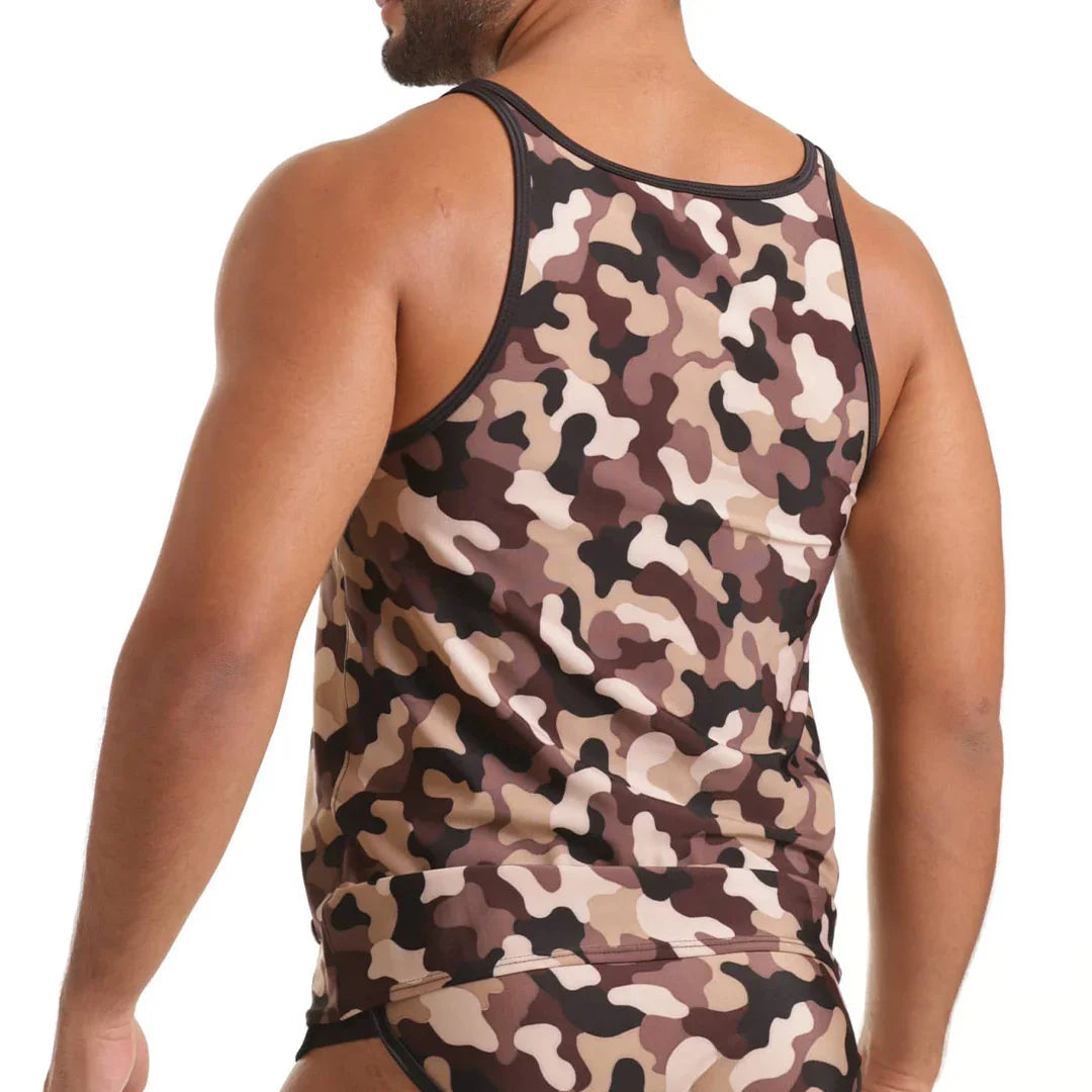 Combat Brown Tank back view by Gigo Underwear