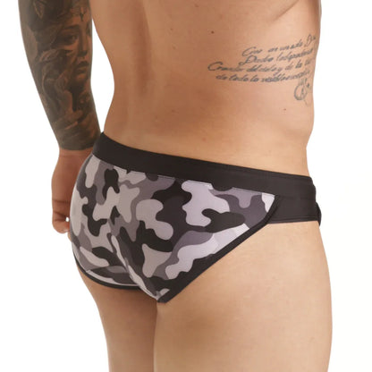 Combat Gray Swim Brief back view by Gigo Underwear