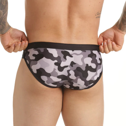 Combat Gray Swim Brief front view by Gigo Underwear