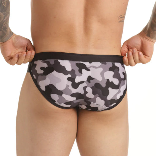 Combat Gray Swim Brief front view by Gigo Underwear