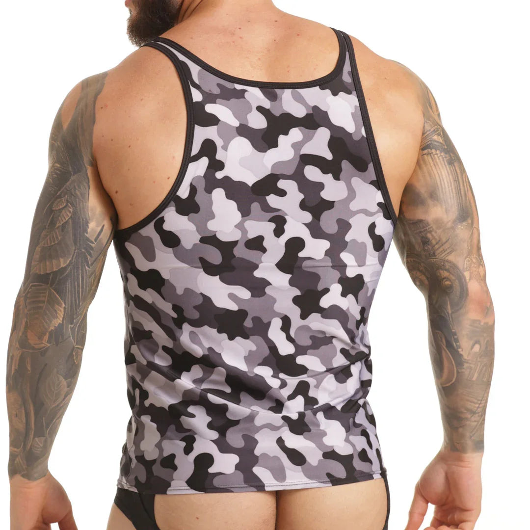 Combat Gray Tank front view by Gigo Underwear
