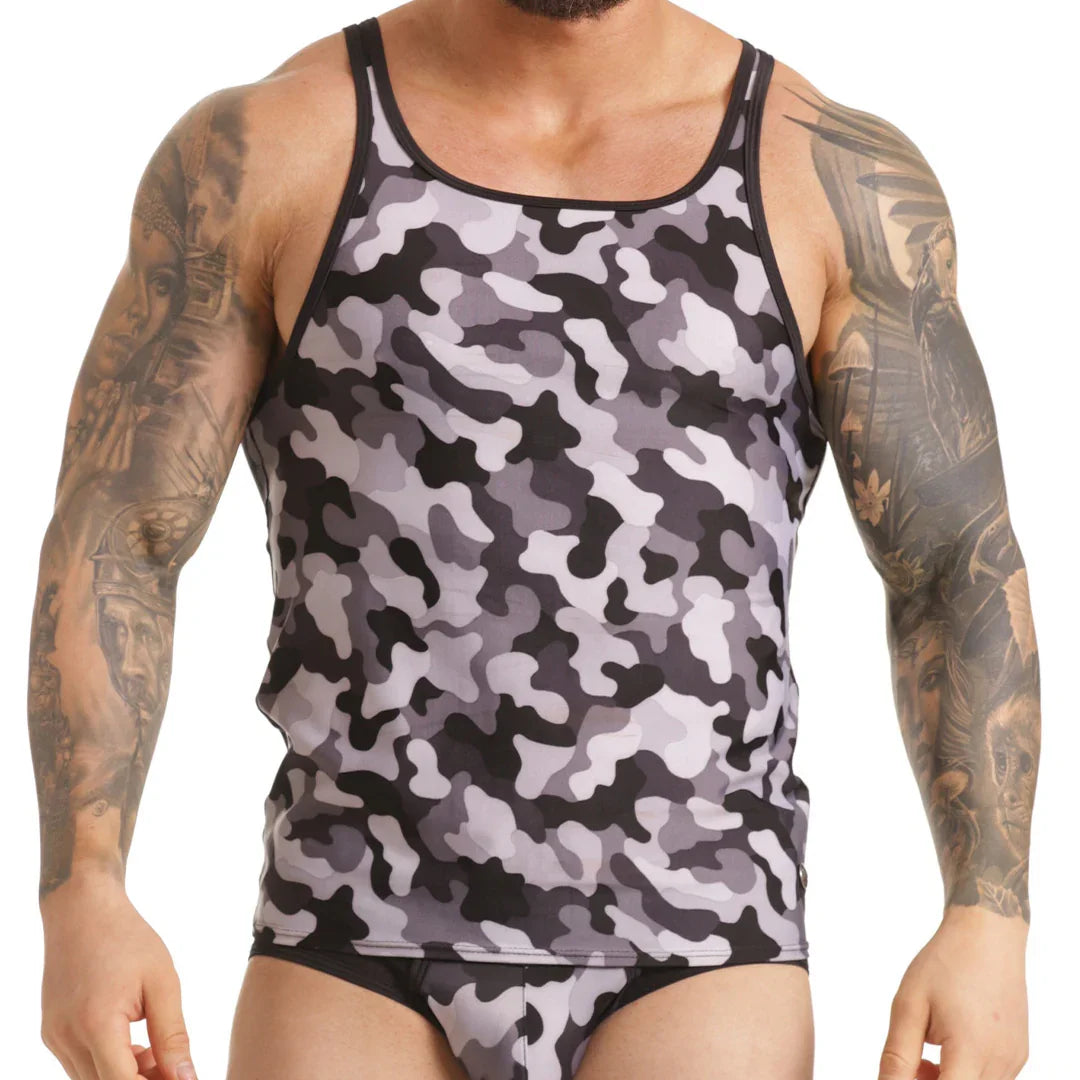 Combat Gray Tank back view by Gigo Underwear