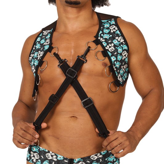 COMICS VEST HARNESS - Men's Fetish Harness with Bold Design