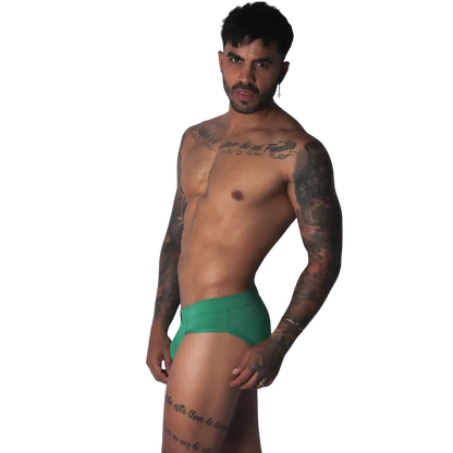 Cookie Green Brief on model by Gigo Underwear