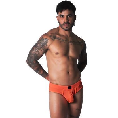 Cookie Orange Brief Jock on model by Gigo Underwear