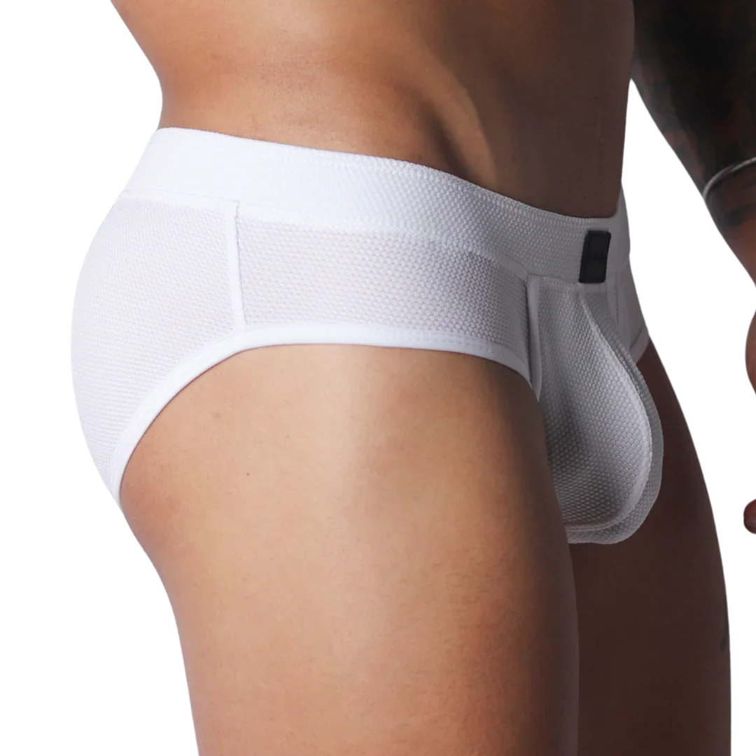 Cookie White Brief front view by Gigo Underwear