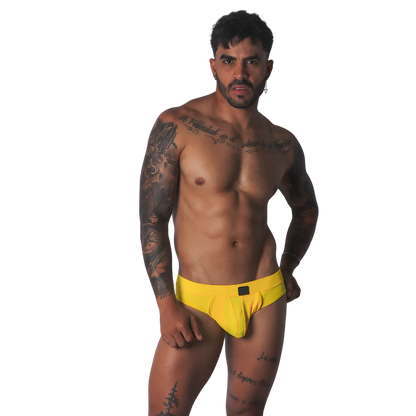 Cookie Yellow Brief Jock on model by Gigo Underwear
