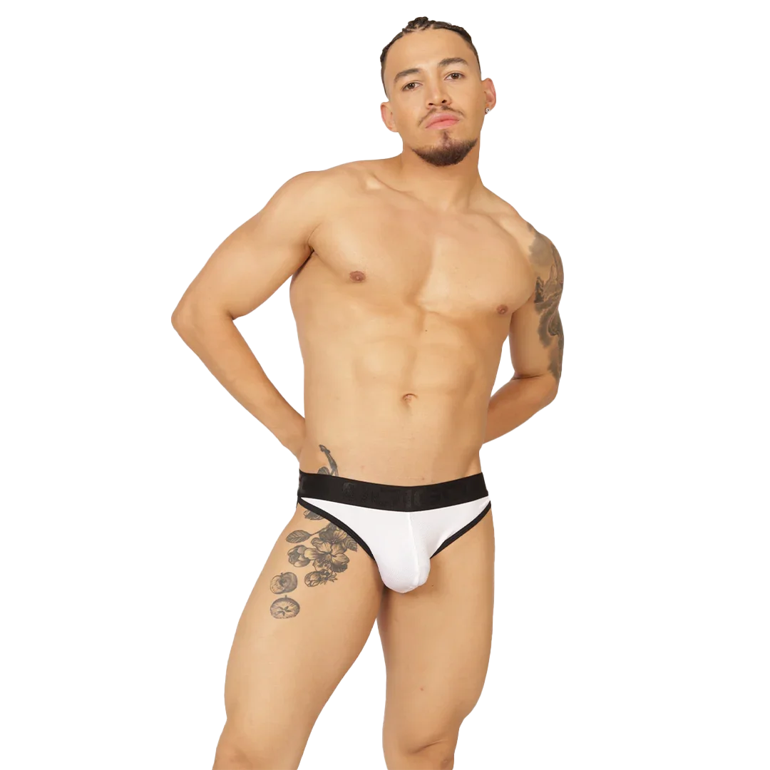 Cool White Brief on model by Gigo Underwear