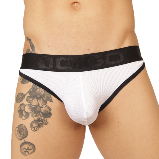 COOL WHITE BRIEF - Bold Men's Brief with Contrasting Waistband