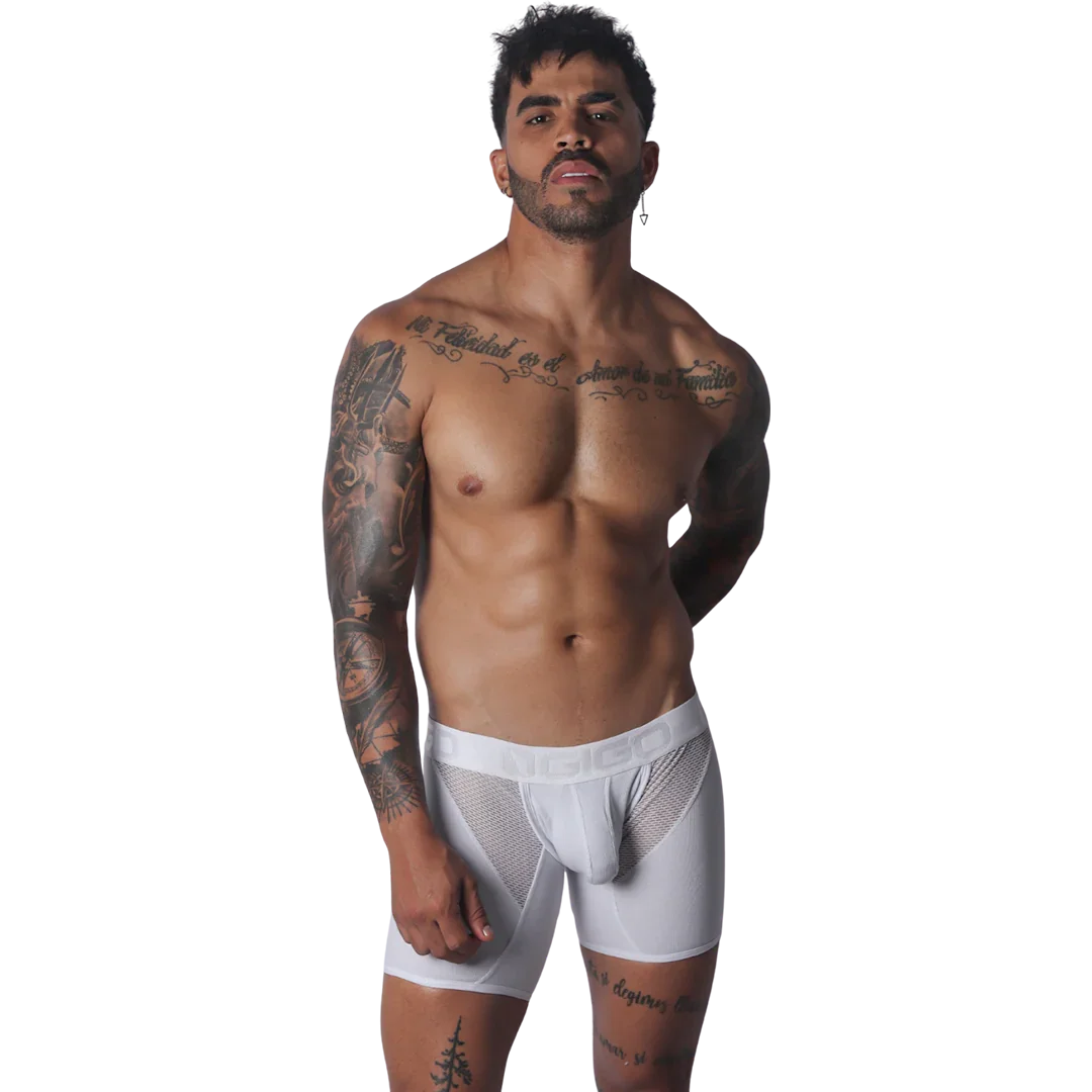 Cosmopolitan White Trunk on model by Gigo Underwear