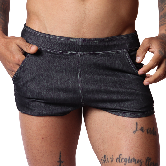 Denim Black Hot Shorts by Gigo Underwear