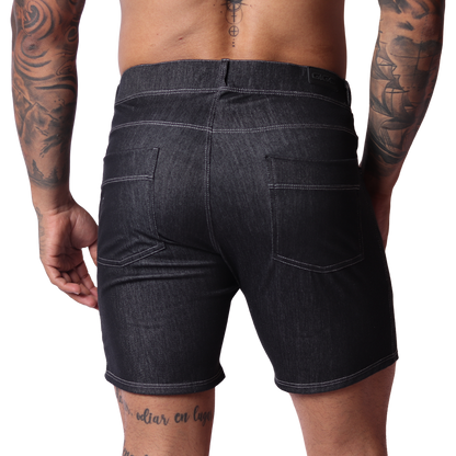 Denim Black Shorts back view by Gigo Underwear