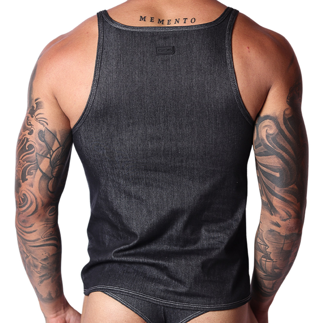 Denim Black Tank back view by Gigo Underwear