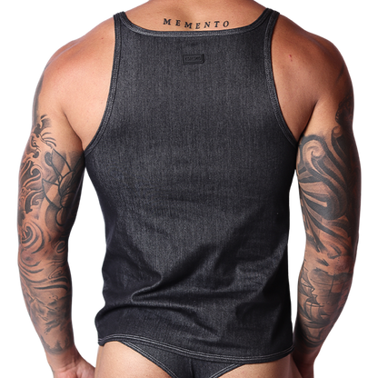 Denim Black Tank back view by Gigo Underwear