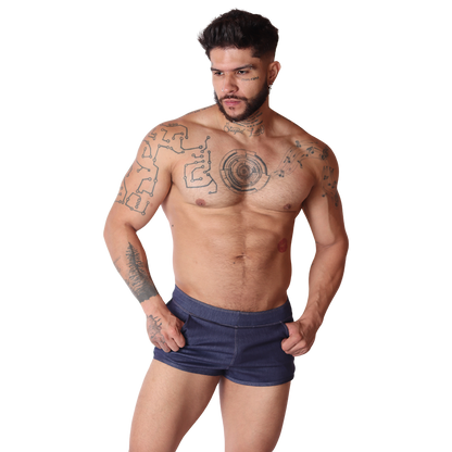 Denim Blue Hot Shorts on model by Gigo Underwear