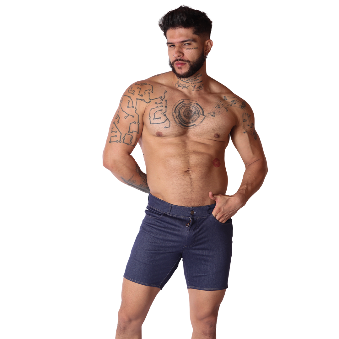 Denim Blue Shorts on model by Gigo Underwear