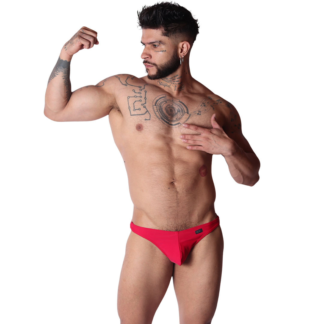 Dinamic Red Swim G String on model by Gigo Underwear