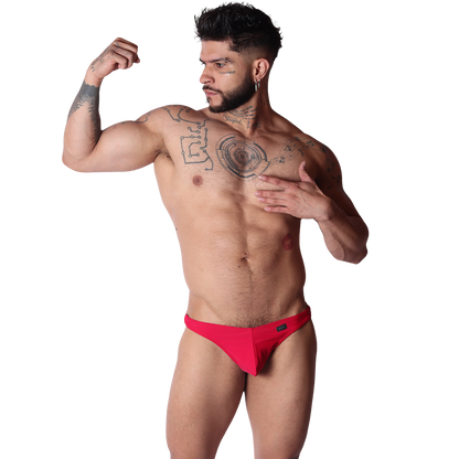 Dinamic Red Swim G String on model by Gigo Underwear