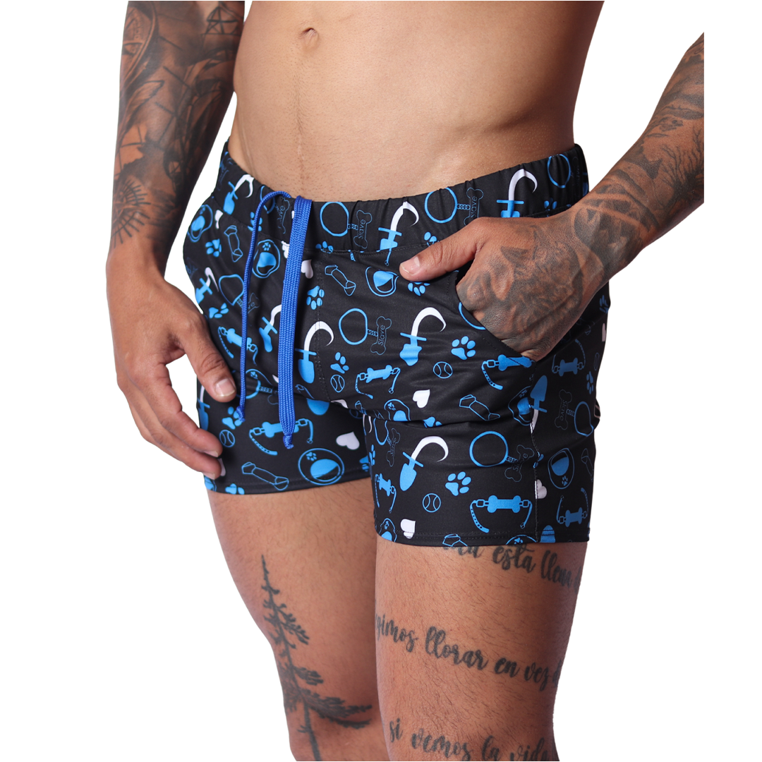 Dog Blue Shorts front view by Gigo Underwear