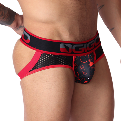 Dog Red Jockstrap front view by Gigo Underwear