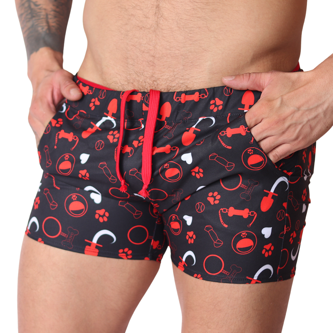 Dog Red Shorts front view by Gigo Underwear